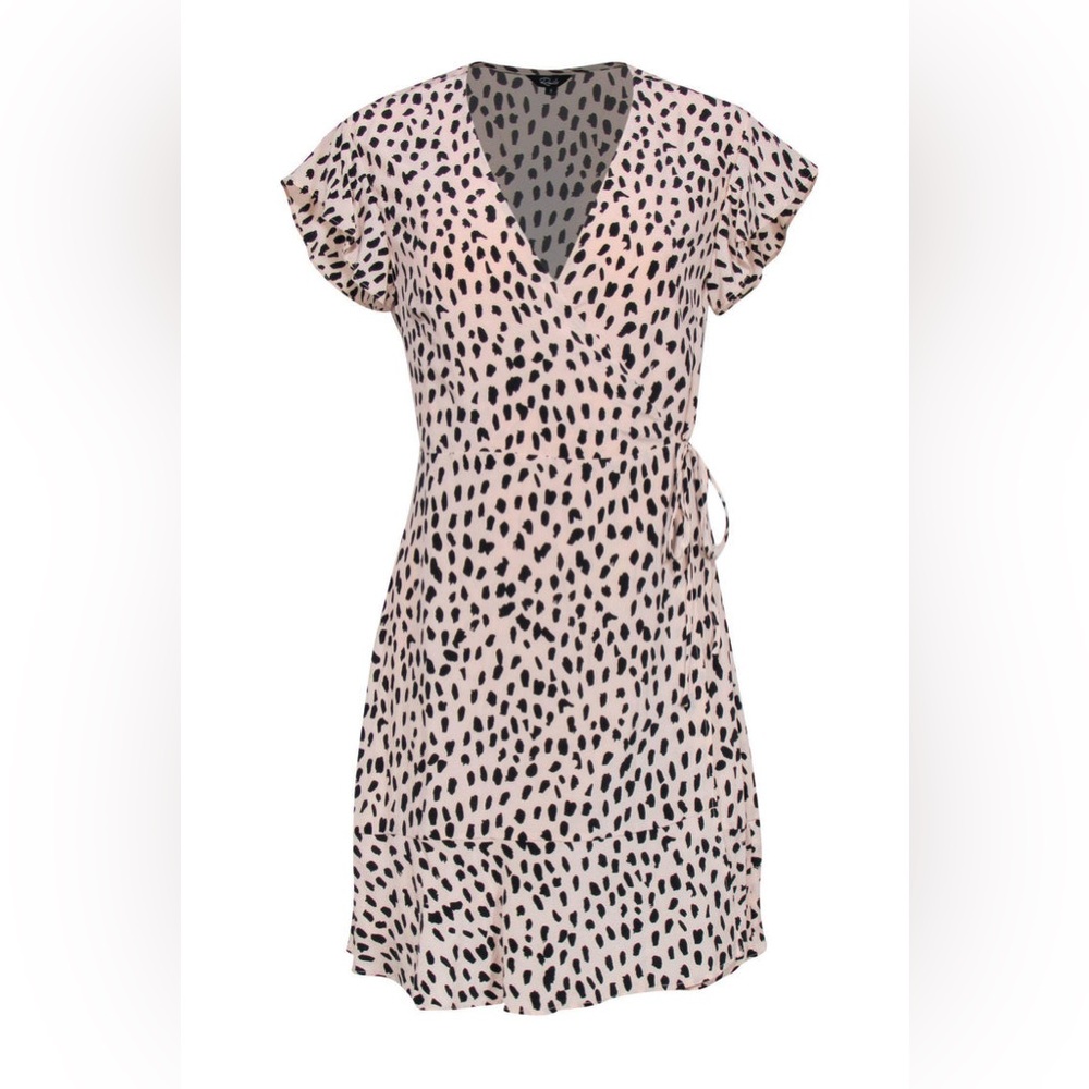 Rails Dress Womens Small Pink Leopard Print  Leanne Silk Wrap Dres